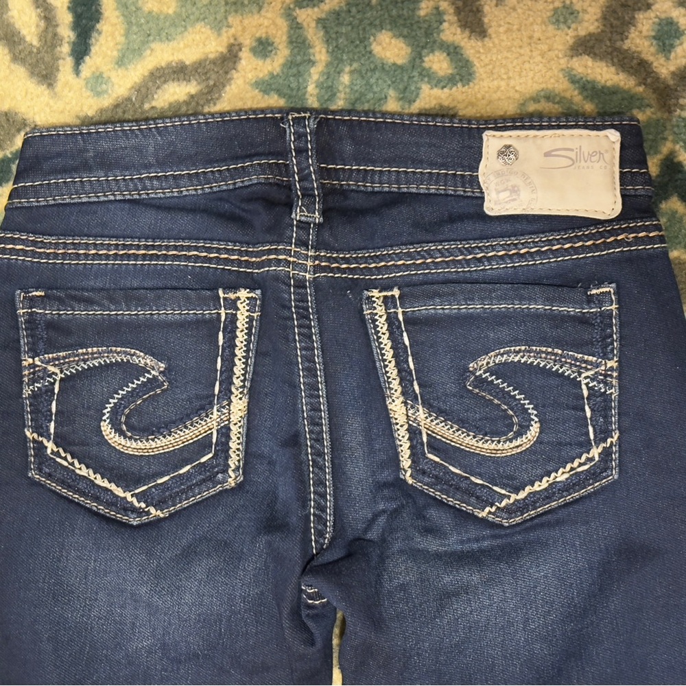 Women’s NEW Silver Aiko Joga Jeans Jeggings Dark Super Stretch Straight 26 x 33